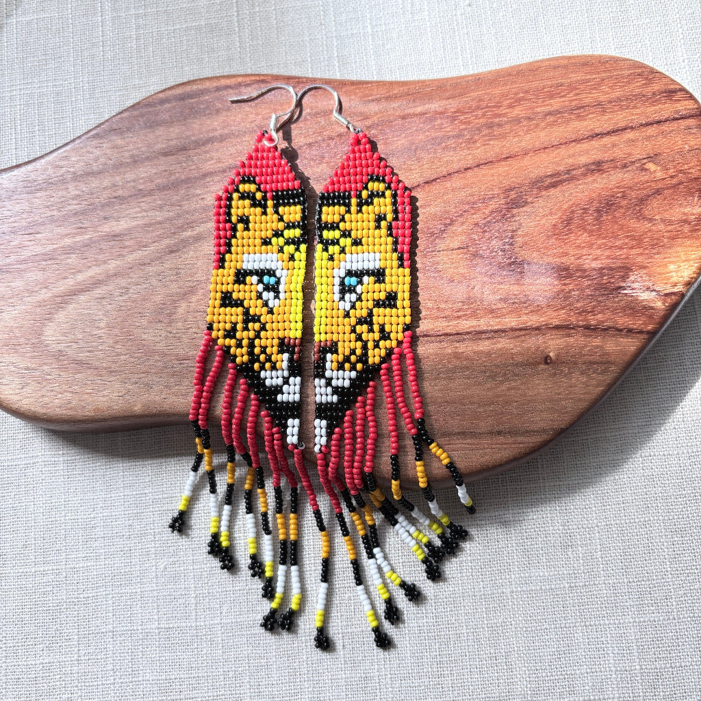 boucles oreilles jaguar rouge