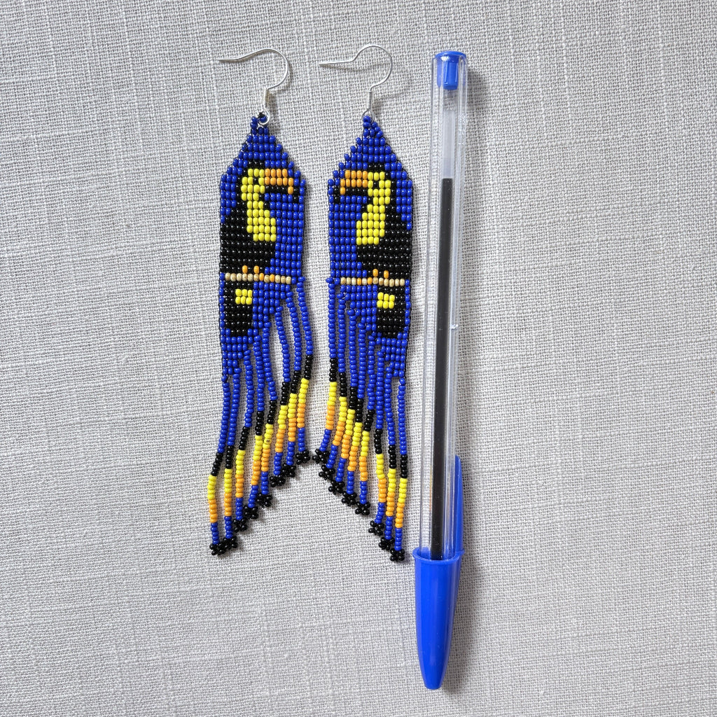 boucles oreilles toucan bleu