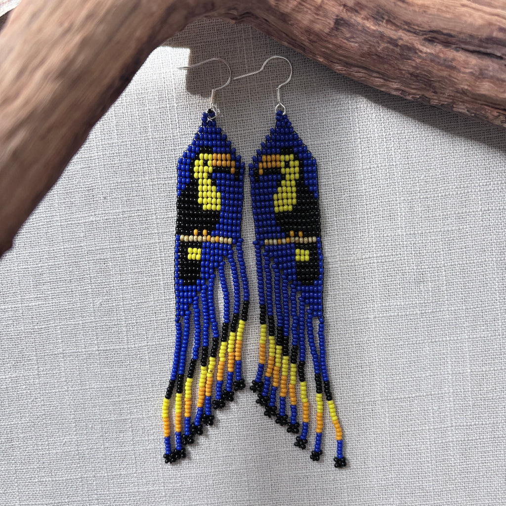 boucles oreilles toucan bleu
