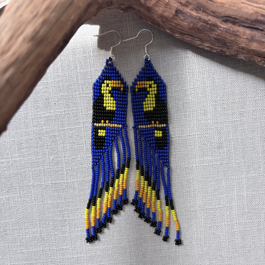 boucles oreilles toucan bleu