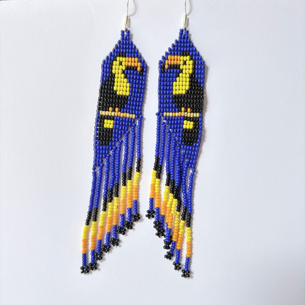 boucles oreilles toucan bleu