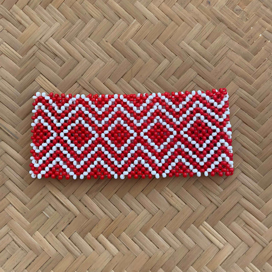 Bracelet Miçanga Kayapo - grande taille - blanc rouge