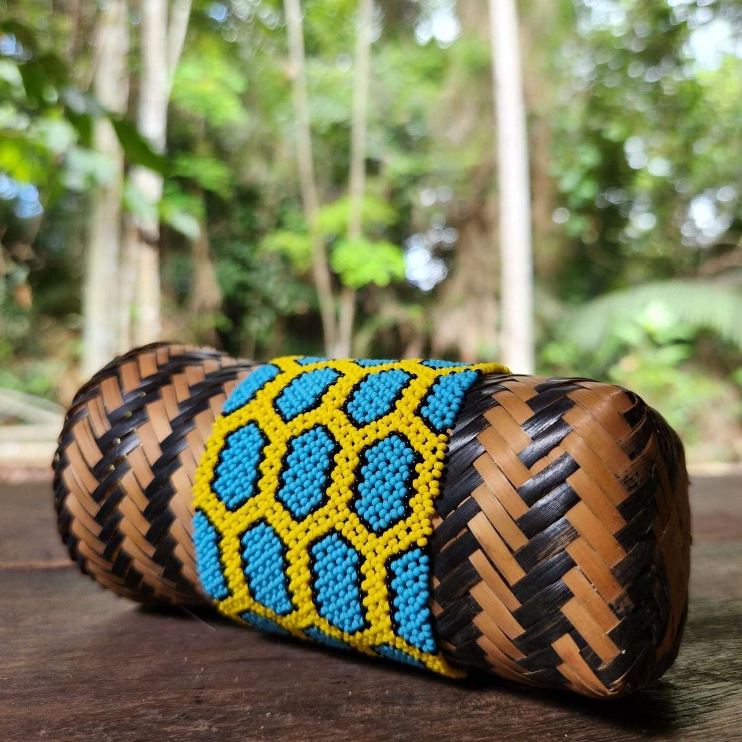 Bracelet Miçanga Kayapo - grande taille - jaune bleu