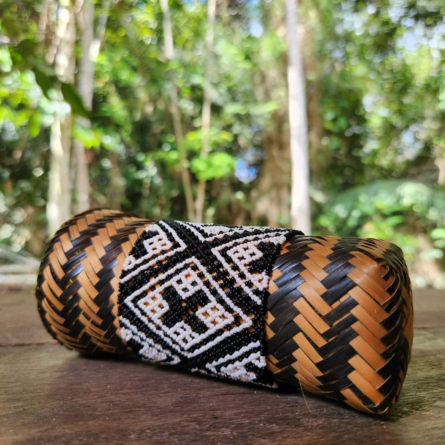 Bracelet Miçanga Kayapo - moyenne taille - noir blanc