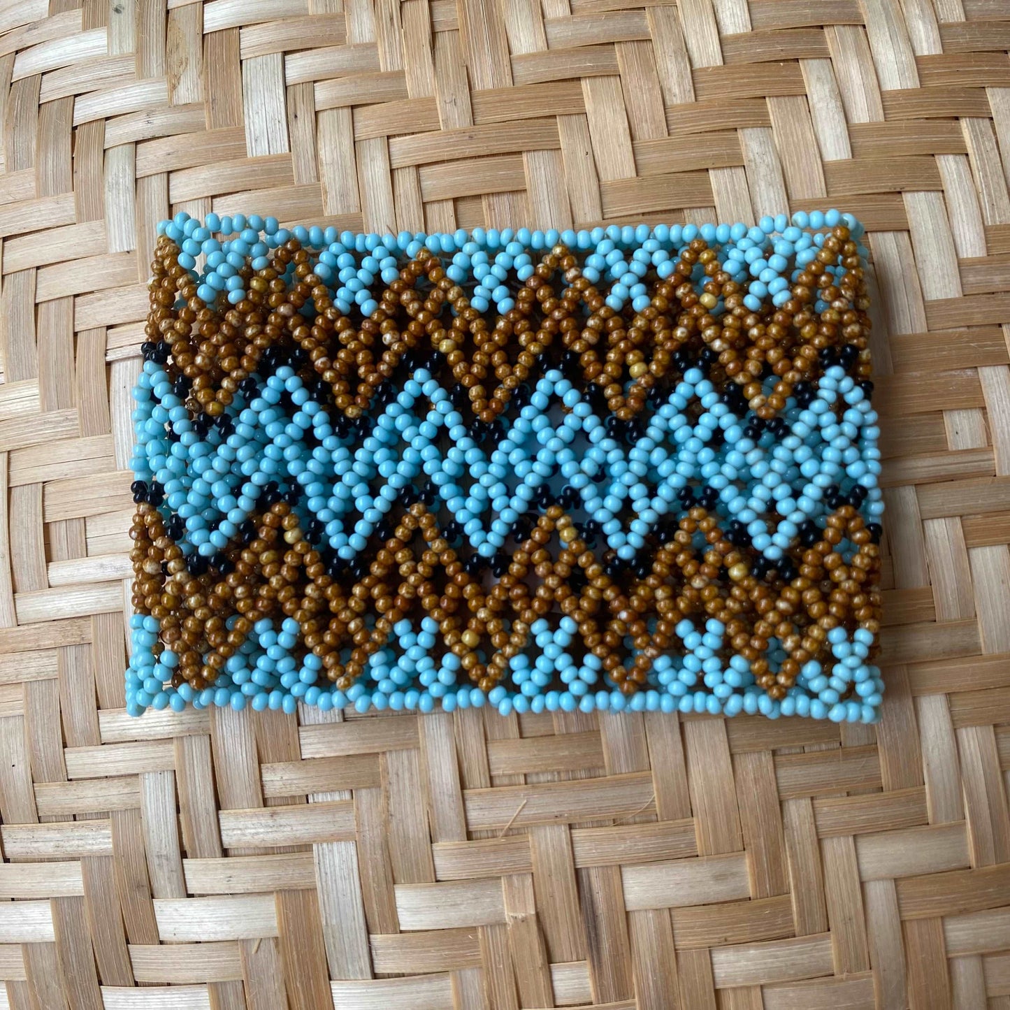 Bracelet Miçanga Kayapo - petite taille - bleu marron - élastique