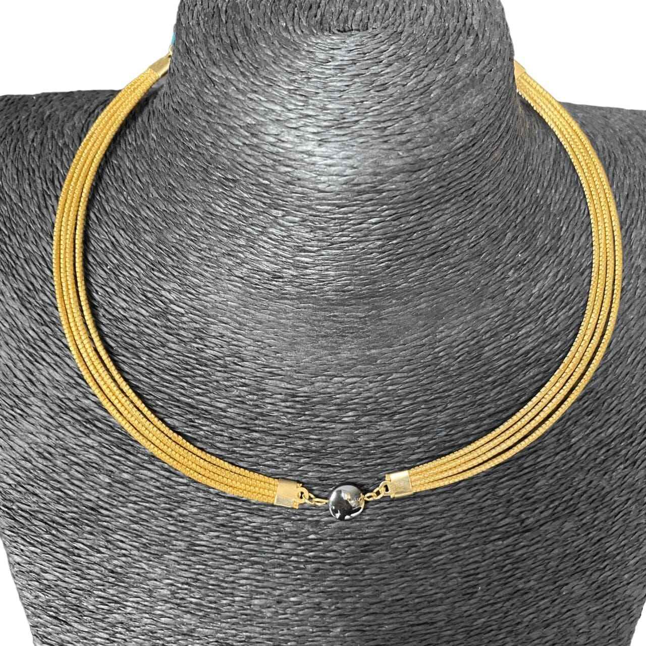 Collier Capim Dourado 4 lignes - pierre naturelle hématite