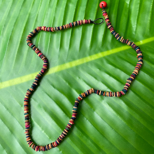 Collier de graines de morototo multicolores ras de cou - Communauté Jamaraqua